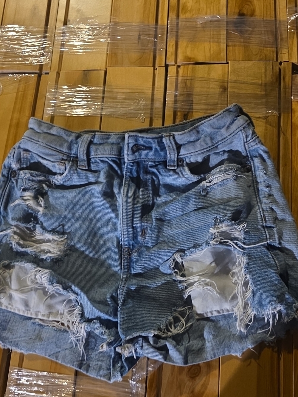 American Eagle Outfitters Light Blue Distressed Denim Shorts